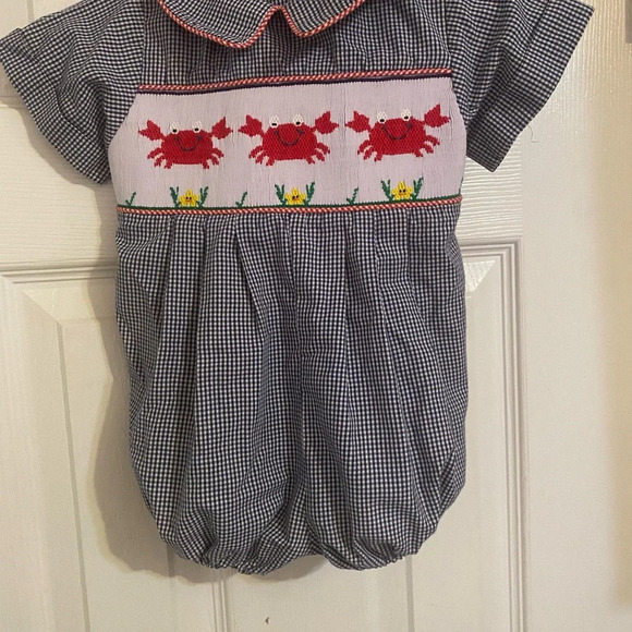 Wish Upon A Star Smocked Crab Bubble Romper - Picture 4 of 10
